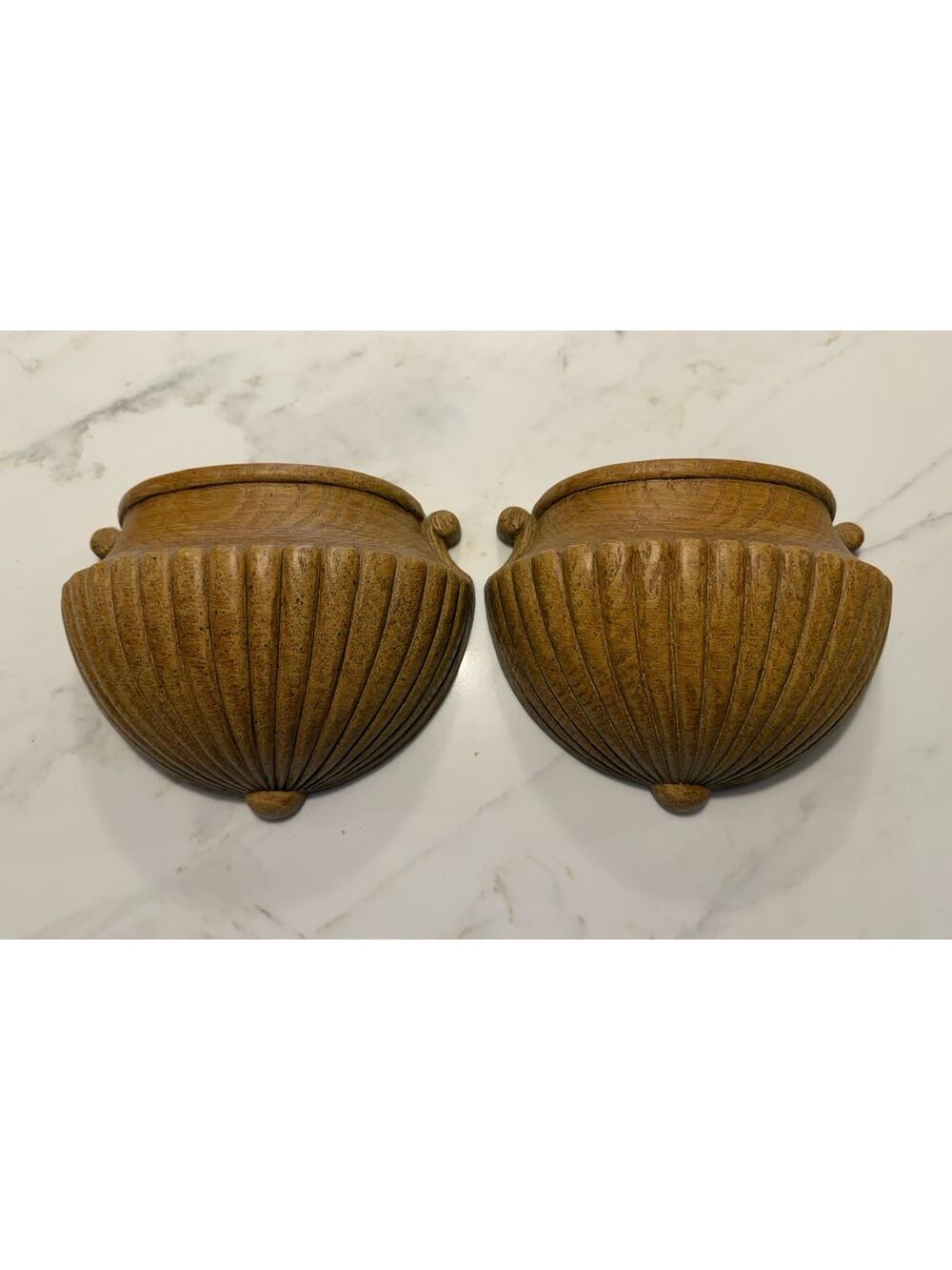 Vintage Homco Grecian Style Wall Pocket Hanging Planters Resin Wood